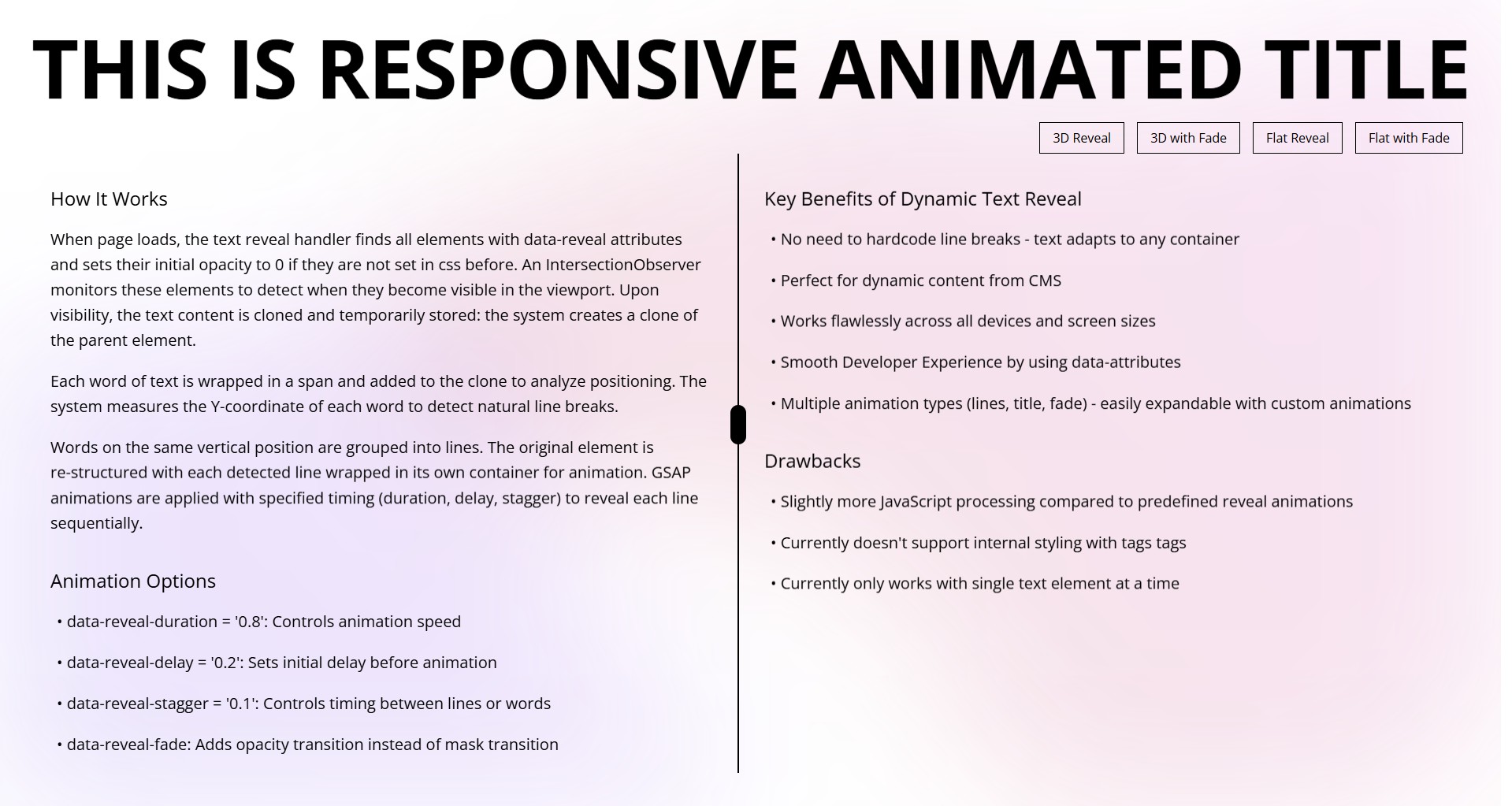 Reveal Animation Handler